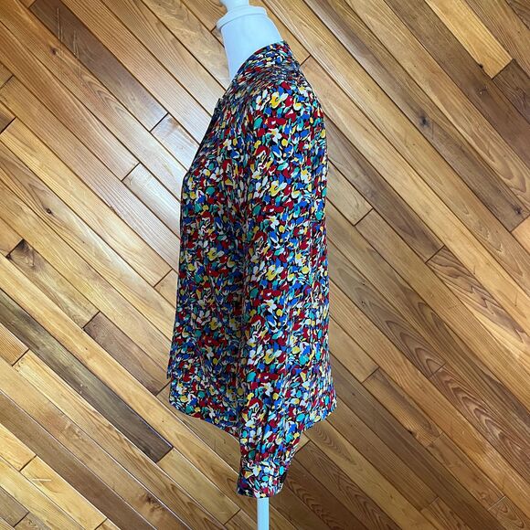 Vintage 80s/90s Abstract Floral Silk Button Up - Picture 2 of 5